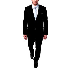 Solid Black 2 Piece Slim Fit Men's Tazzio Suit